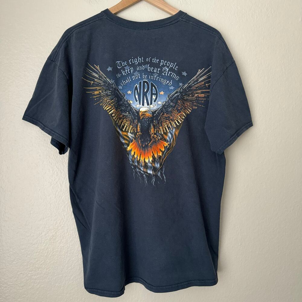 Vintage NRA Men's Blue USA Second Amendment Eagle T-Shirt 100% Cotton Size XL